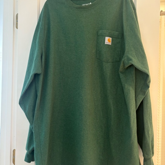 Like New Mens Carhartt Green Long Sleeve Shirt Size 2XL - Picture 4 of 6
